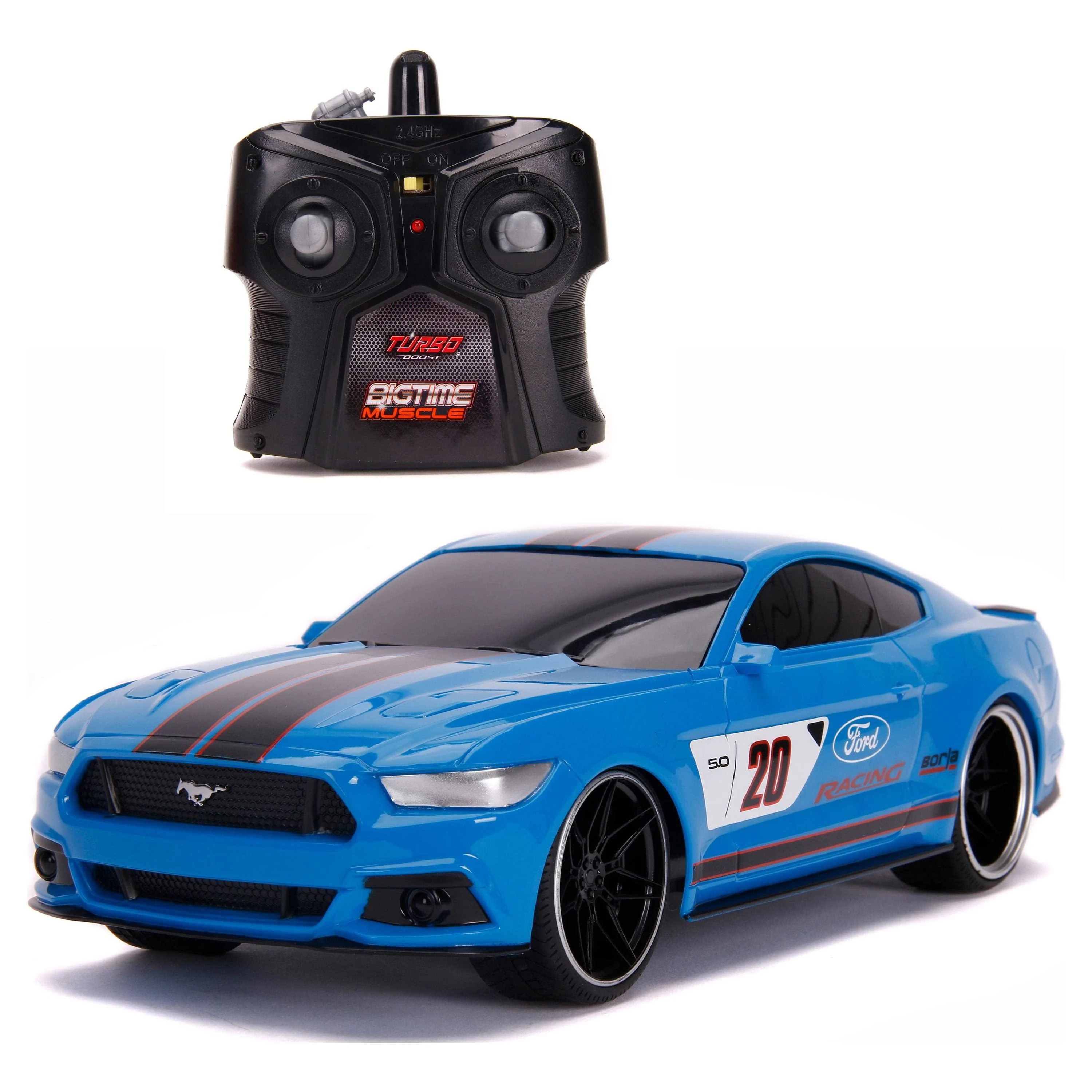 JADA BIGTIME MUSCLE 2015 FORD MUSTANG GT R/C CAR With Turbo Boost 1:18 Scale NIB