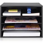 EMERIT Wood Desktop Organizer Paper Storage Letter Tray File Sorter for Home Office,Black