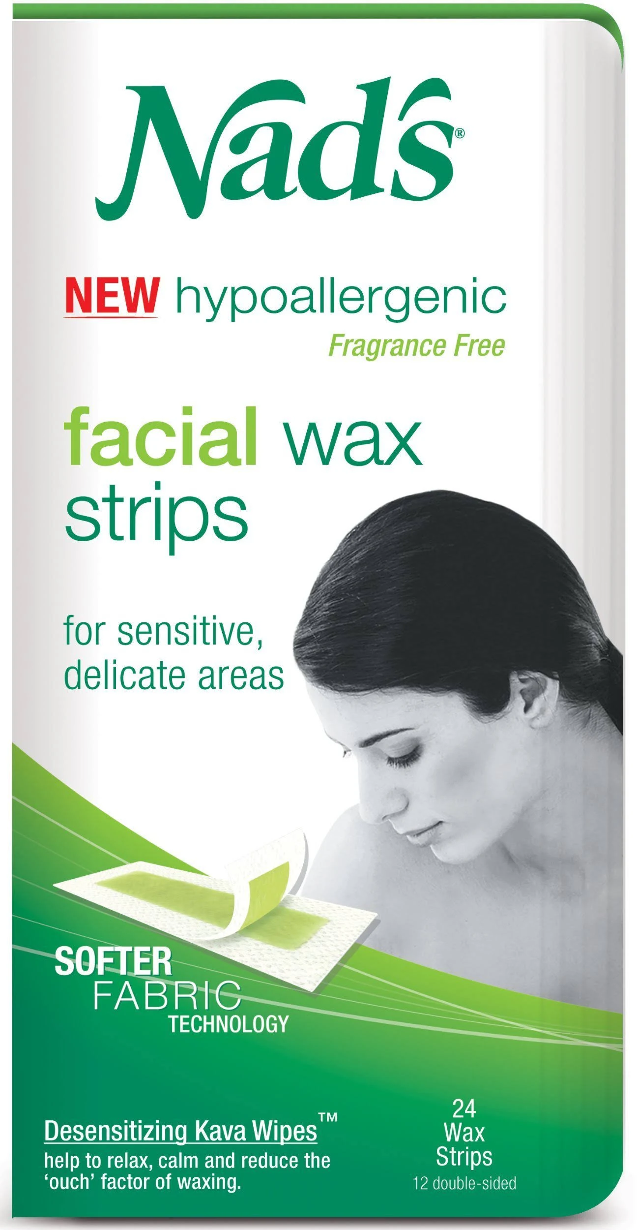 Nads Facial Wax Strips, with Soothing Shea Butter - 24 strips