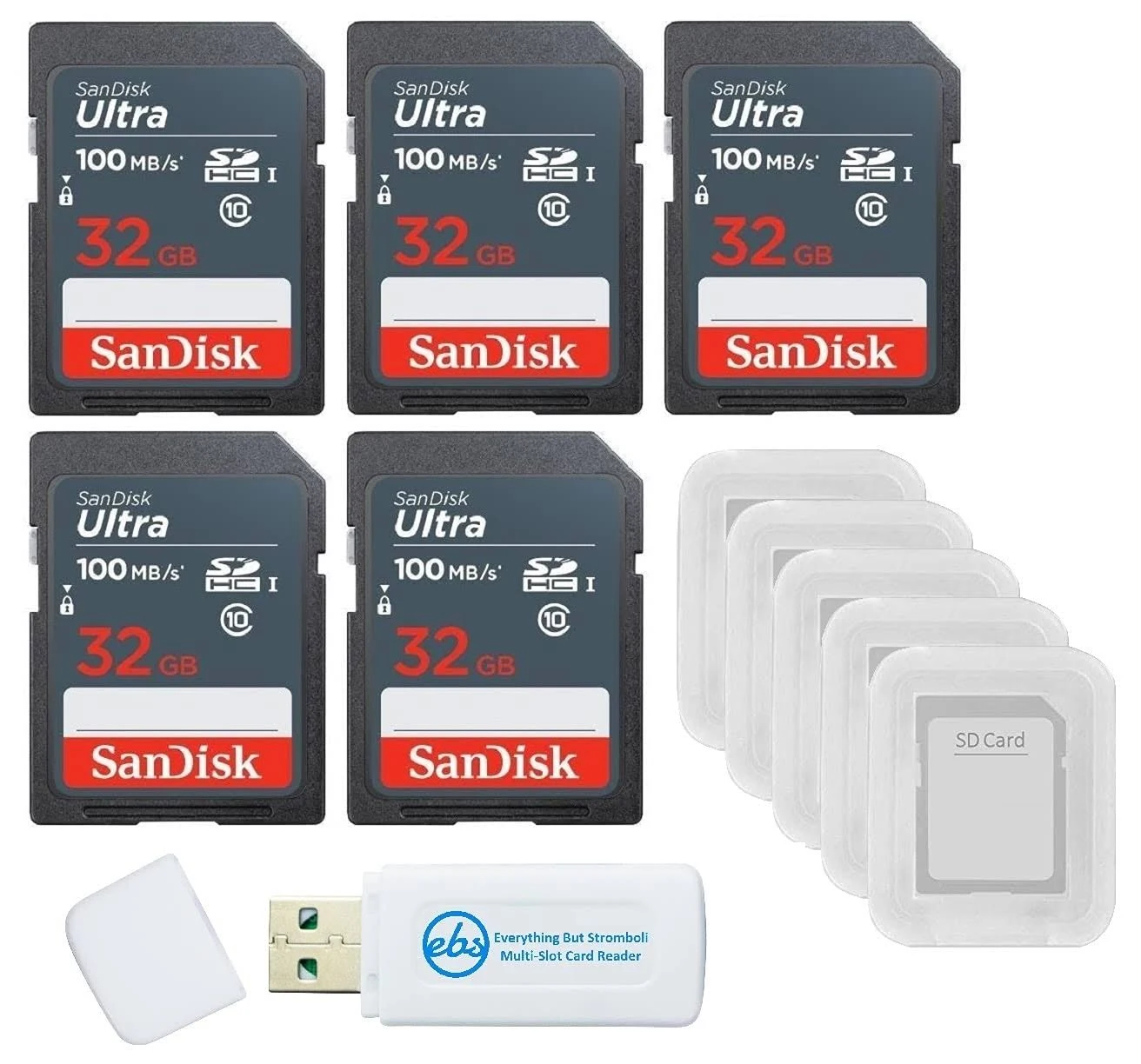 SanDisk 32gb Ultra SD Memory Card 5 Pack SDHC UHS-I Class 10 (SDSDUNR-032G-GN3IN ...