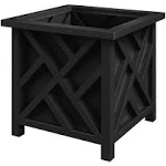 Pure Garden 15.5in Lattice Planter Box, Black