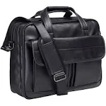 Mens Leather Messenger Bag 15.6 In Laptop Briefcase Business Satchel Men (Black)