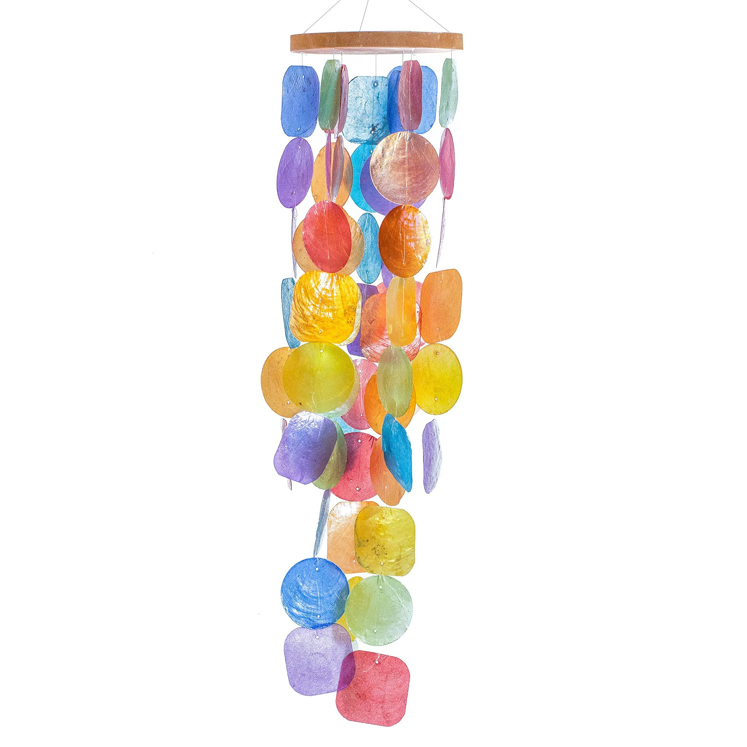 Solange & Frances Wind Chimes for Outside - Gifts for Mom, Ideal Gifts for Women Who Have Everything, Rainbow Capiz Shell Windchimes, Gardening