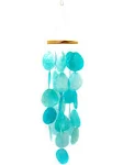 Solange & Frances Blue Wind Chimes for Outside – Waterdrop Sea Glass Capiz Shells Windchimes Garden Outdoor Decor, Unique Gifts for Mom or Sympathy