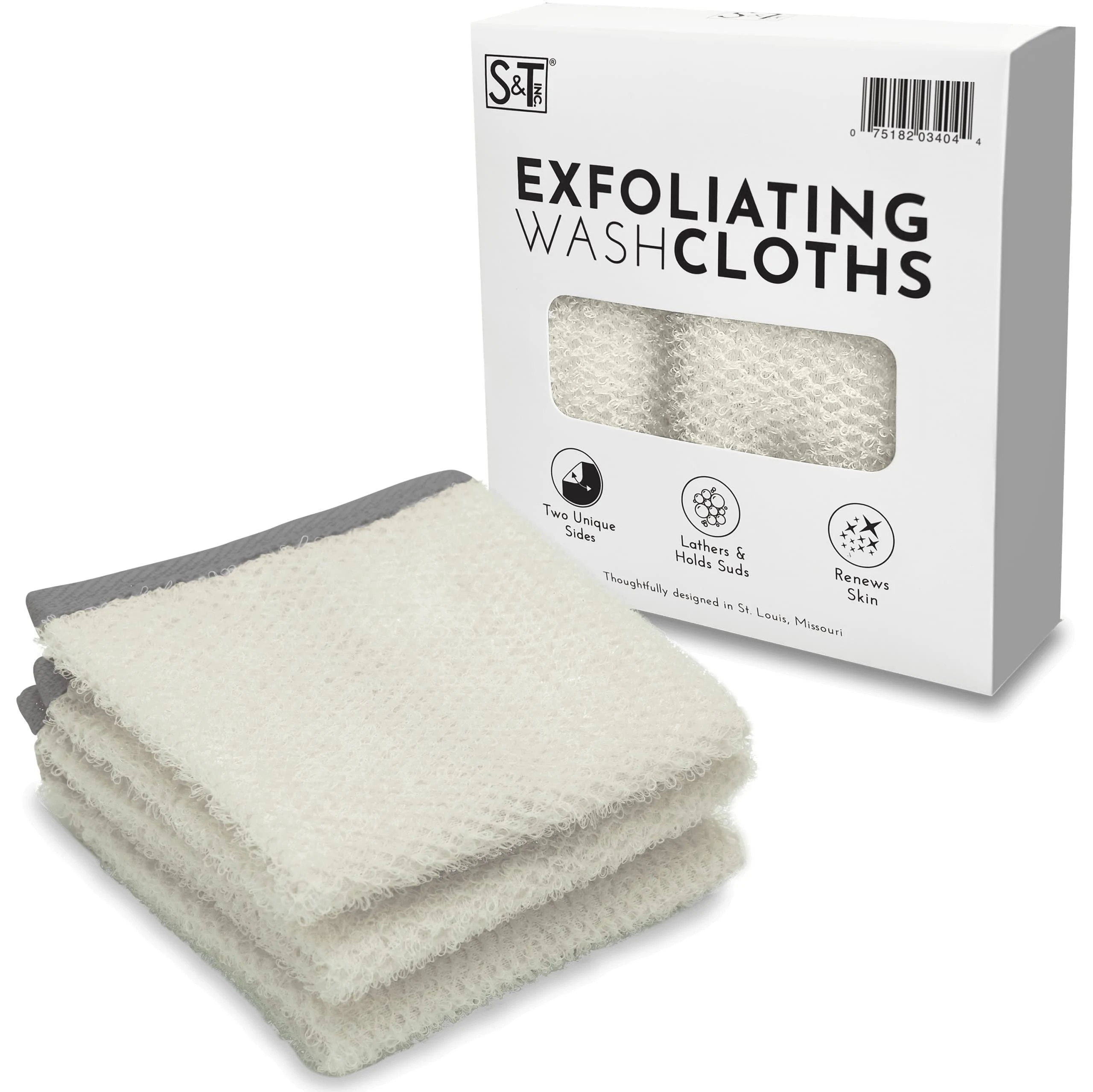 S&T Inc. Dual Sided Exfoliating Wash Cloths