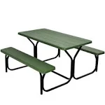 Costway Picnic Table Bench Set Outdoor Camping Backyard Patio Garden Party All Weather Grey