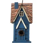 Glitzhome® 12" Retro Blue Distressed Cottage Birdhouse