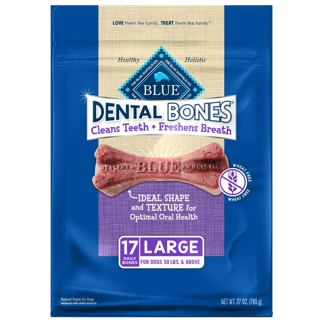 Blue Buffalo Large Size Dental Bones Dog Treats 27 oz