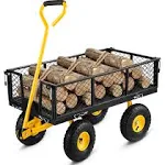 3.8 cu. ft. Steel Garden Cart Heavy-Duty 900 lbs. Capacity Utility Metal Wagon with 180° Rotating Handle & 10 in. Tires