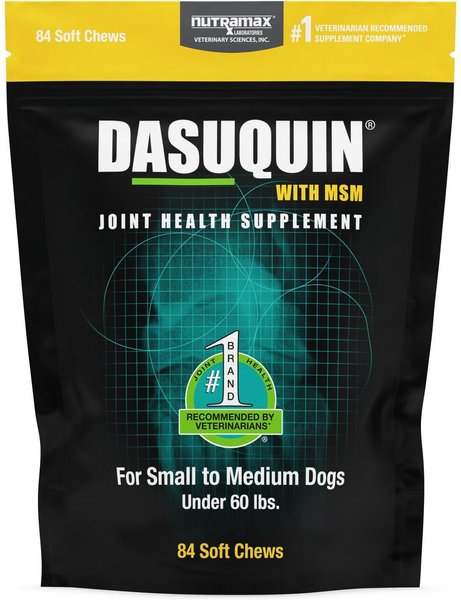 Nutramax Dasuquin with MSM Joint Health Supplement for Small to Medium Dogs - With Glucosamine, MSM, Chondroitin, ASU, Boswellia Serrata Extract, and Green Tea Extract, 84 Soft Chews