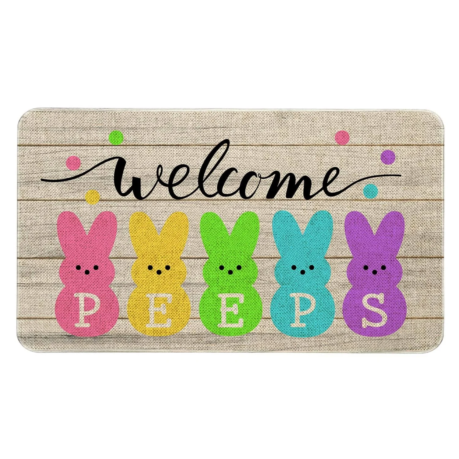 Roszwtit Easter Door Mat 30 X 17 Inch Easter Bunny Welcome Peeps Doormat Indoor Outdoor Entrance Floor Mat Non Slip Easter Decor Rubber Mats