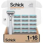 Schick Quattro Titanium Razor with 16 Refill Blades (Packaging May Vary)