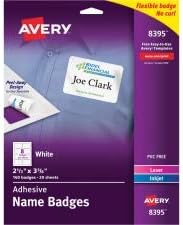 Avery Flexible Self-Adhesive Name Badges 8395, Wh