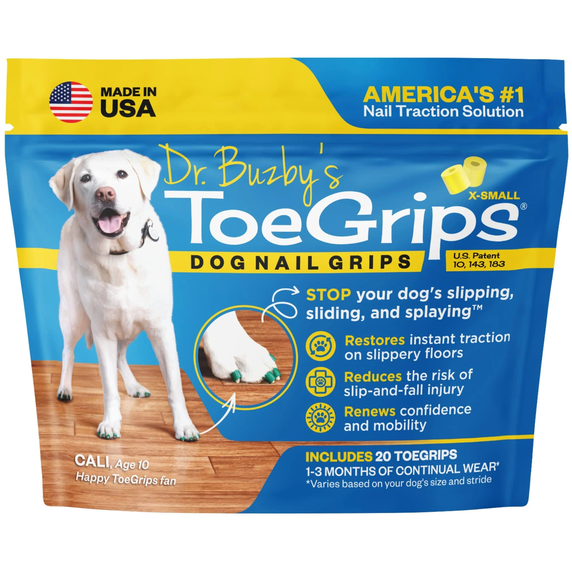 Dog Toenail Grips | Dr. Buzby’s ToeGrips for Dogs Xs (Yellow)