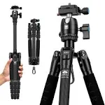 SIRUI Carbon Fiber Travel Tripod Compact Lightweight Slik Tripod with B00K Head, Arca Swiss Plate, Load 8kg/17.6lbs, Weight 2lbs, Folded Height 13" (Traveler 5CX)