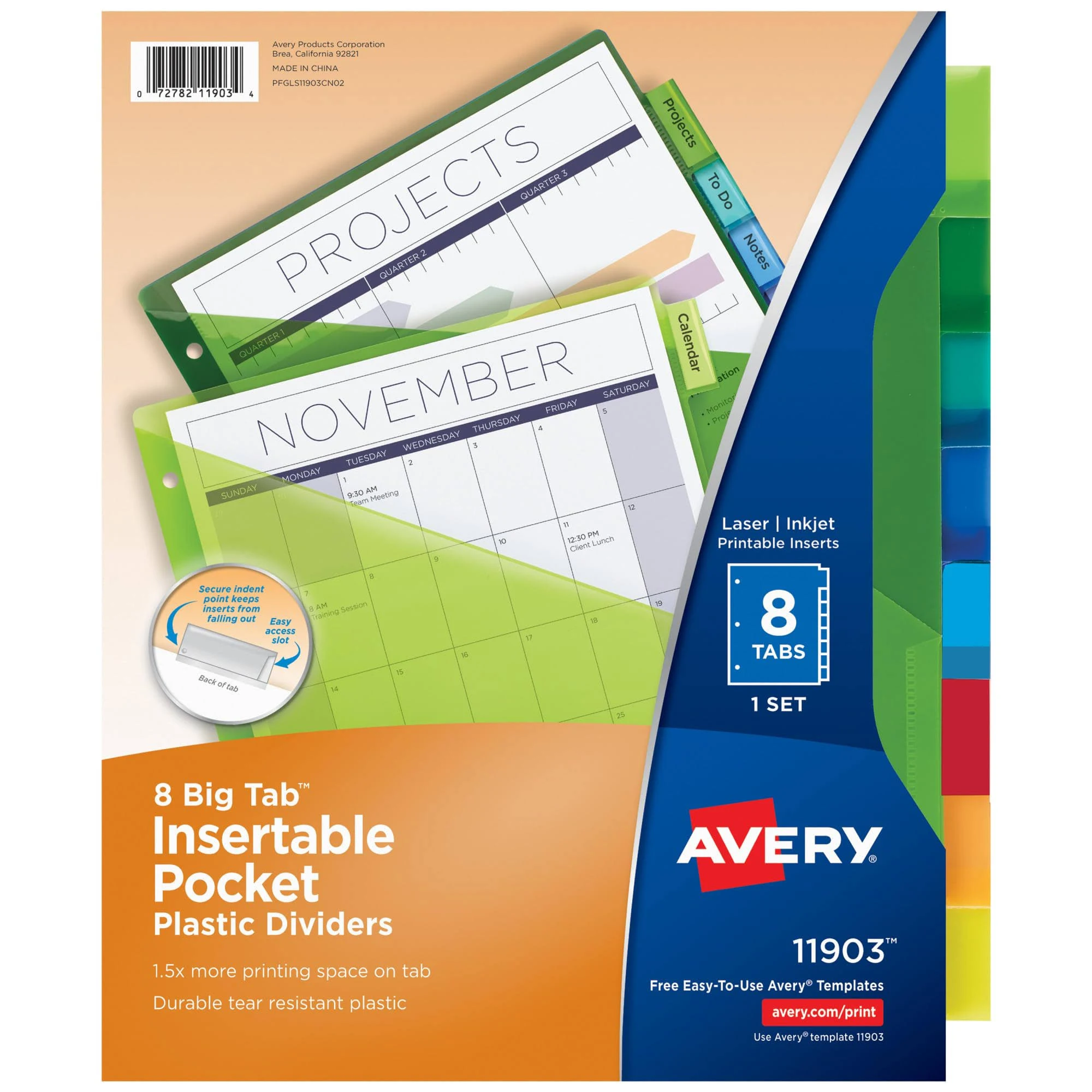 Avery 8 Big Tab Insertable Pocket Plastic Dividers