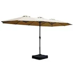 15ft Rectangle Patio Umbrella, Double-Sided Outdoor Market Umbrella with Crank Handle and Base for Pool, Garden, Backyard, Lawn