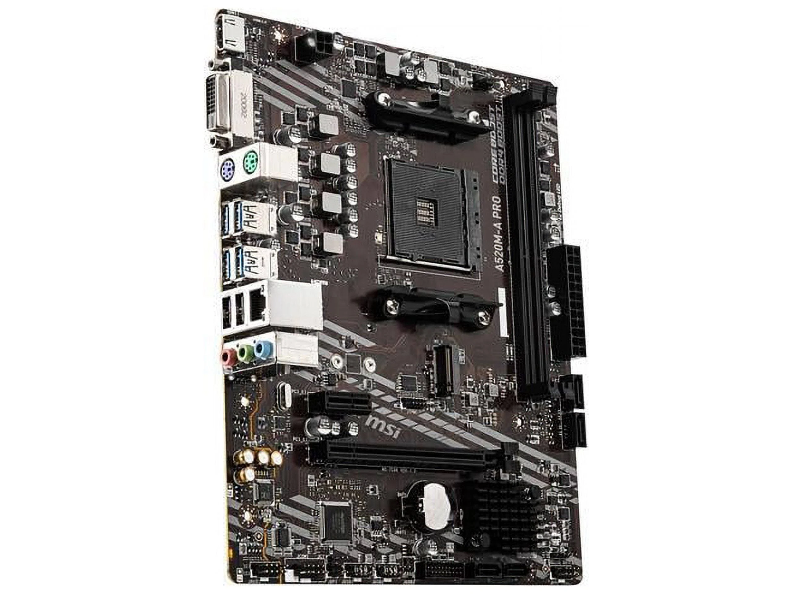 MSI A520M-A PRO Gaming Motherboard (AMD AM4, DDR4, PCIe 3.0, SATA 6Gb/s, M.2, USB 3.2 Gen 1, DVI/HDMI, Micro-ATX)