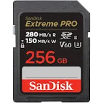 SanDisk 256GB Extreme PRO SDXC UHS-II Memory Card - C10, U3, V60, 6K, 4K UHD, SD Card - SDSDXEP-256G-GN4IN