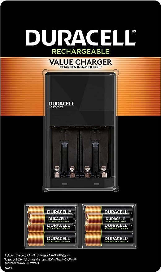 Duracell Rechargeable Value Charger with 6AA and 2 AAA NiMH Batteries