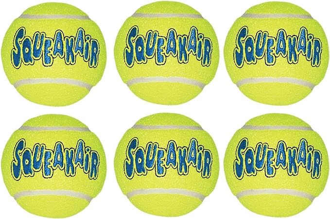 KONG Air Dog Squeak air Tennis Ball Dog Toy, Large, Yellow, 6 Count