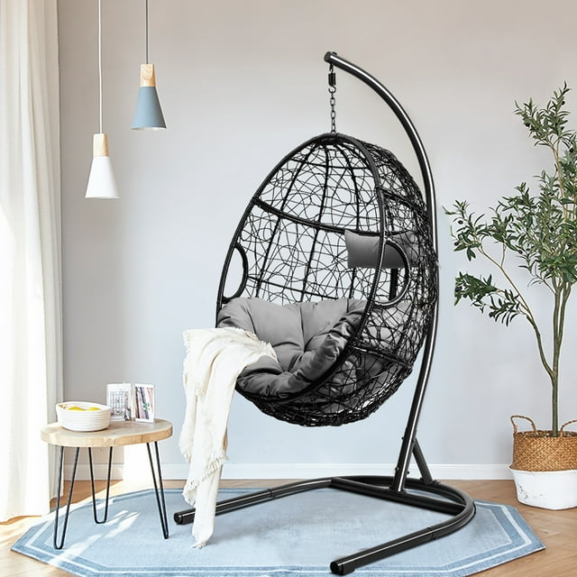 Costway Hammock Chair with Stand Hanging Cushioned Swing Egg Chair