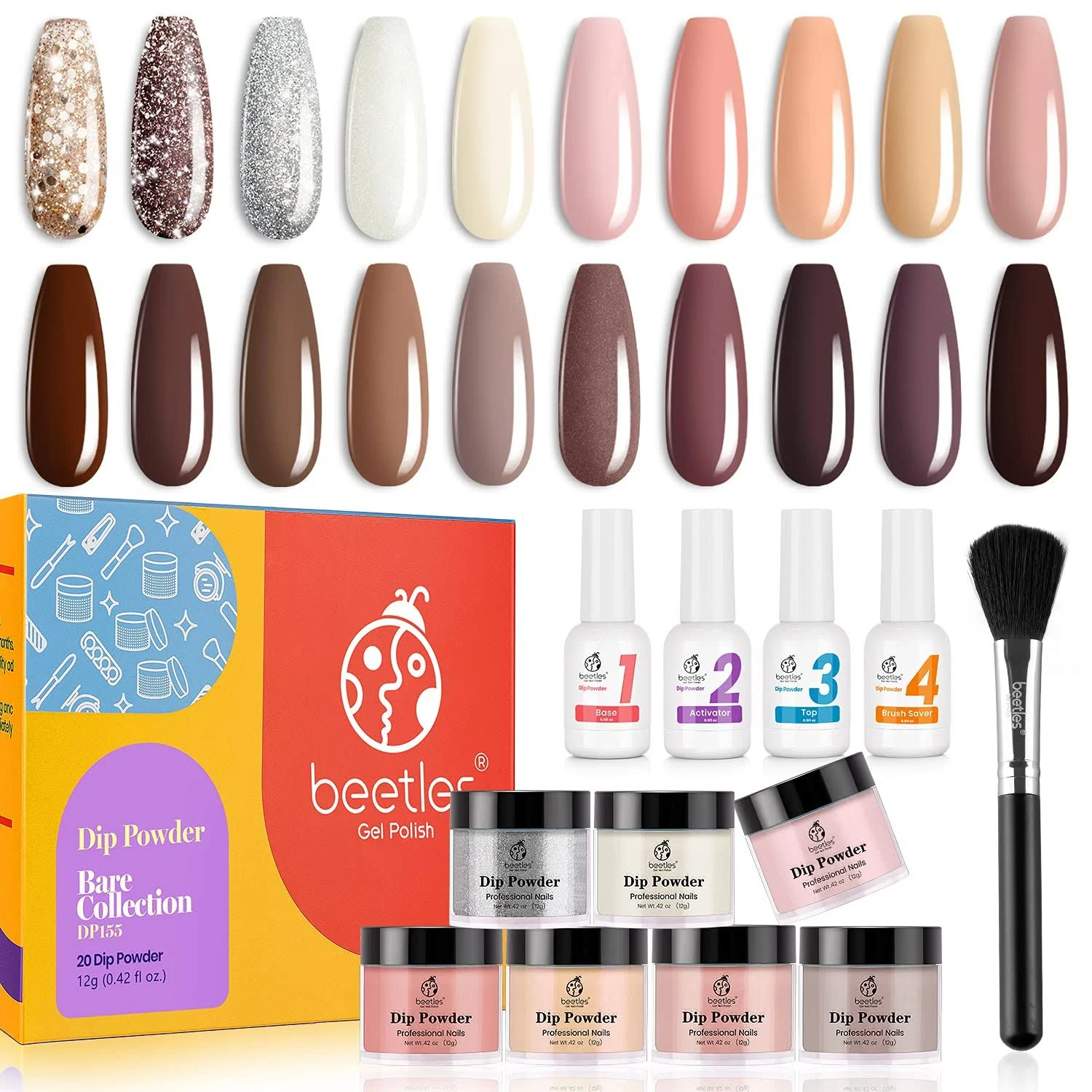 Beetles 20Pcs Dip Powder Nail Kit Starter Modern Muse A-Modern Fall Harvest New