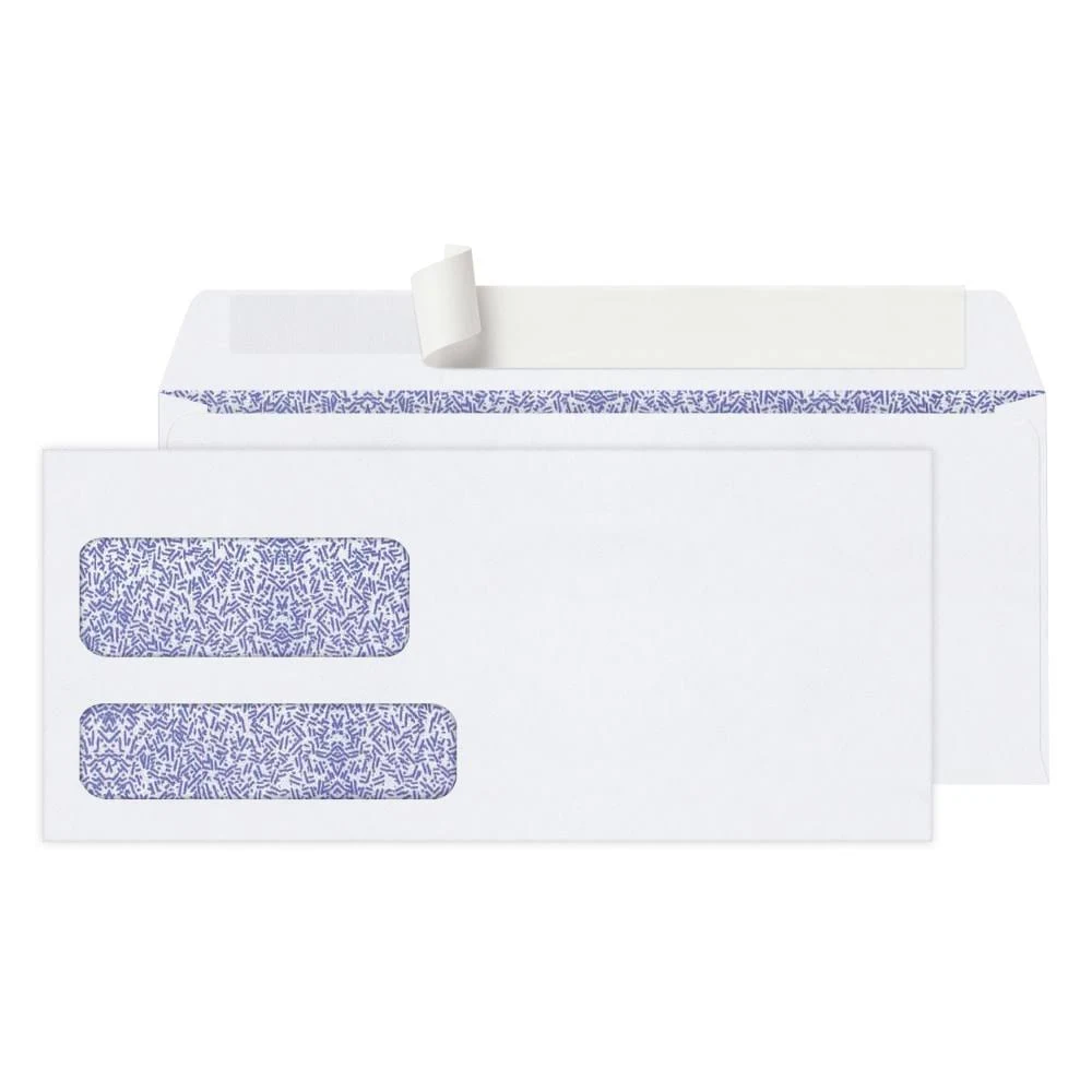 Office Depot Brand #9 Security Envelopes, Double Window, Clean Seal, White, Box ...