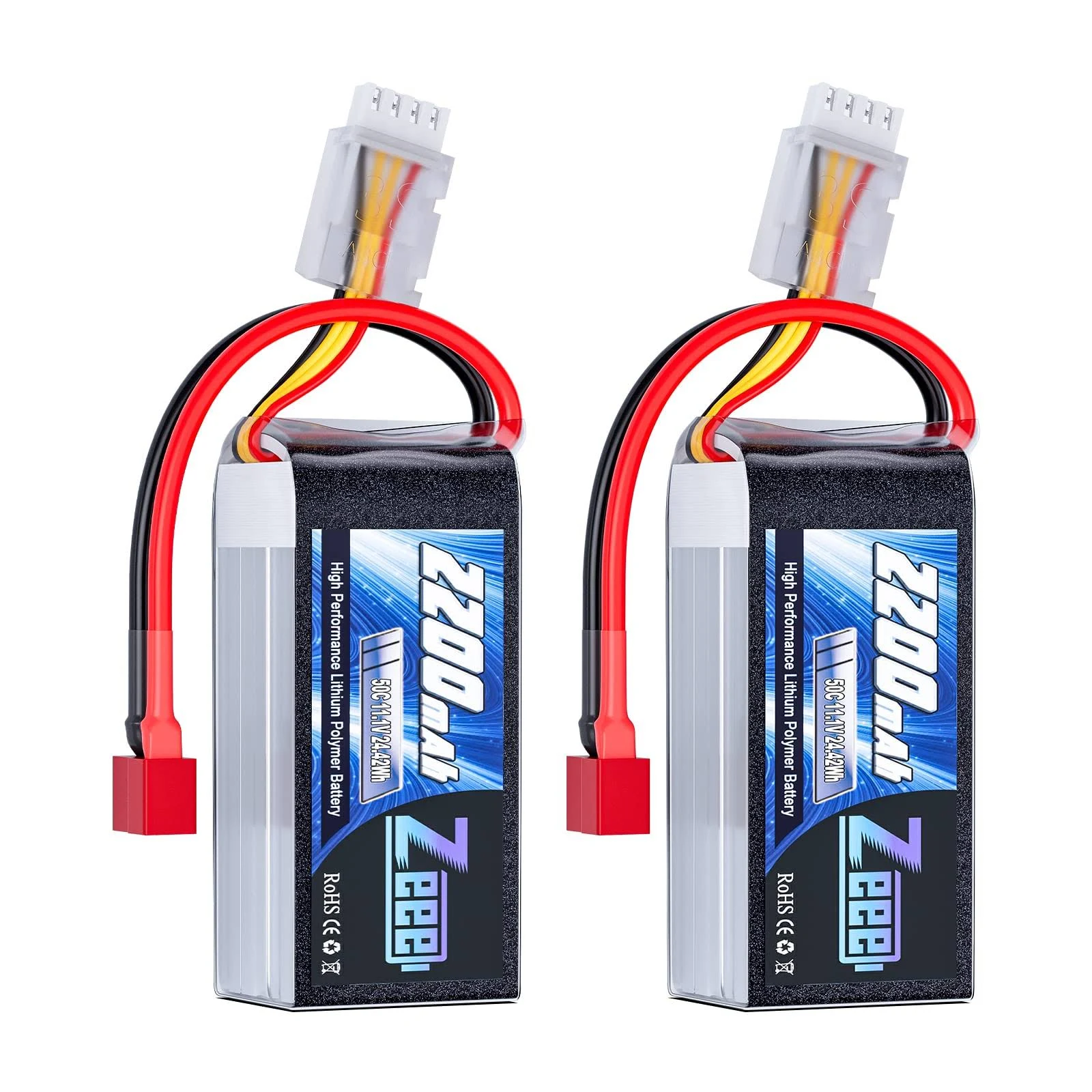 Zeee 3S Lipo Battery 2200mAh 11.1V 50C Shorty Pack Battery with Deans Plug for RC ...