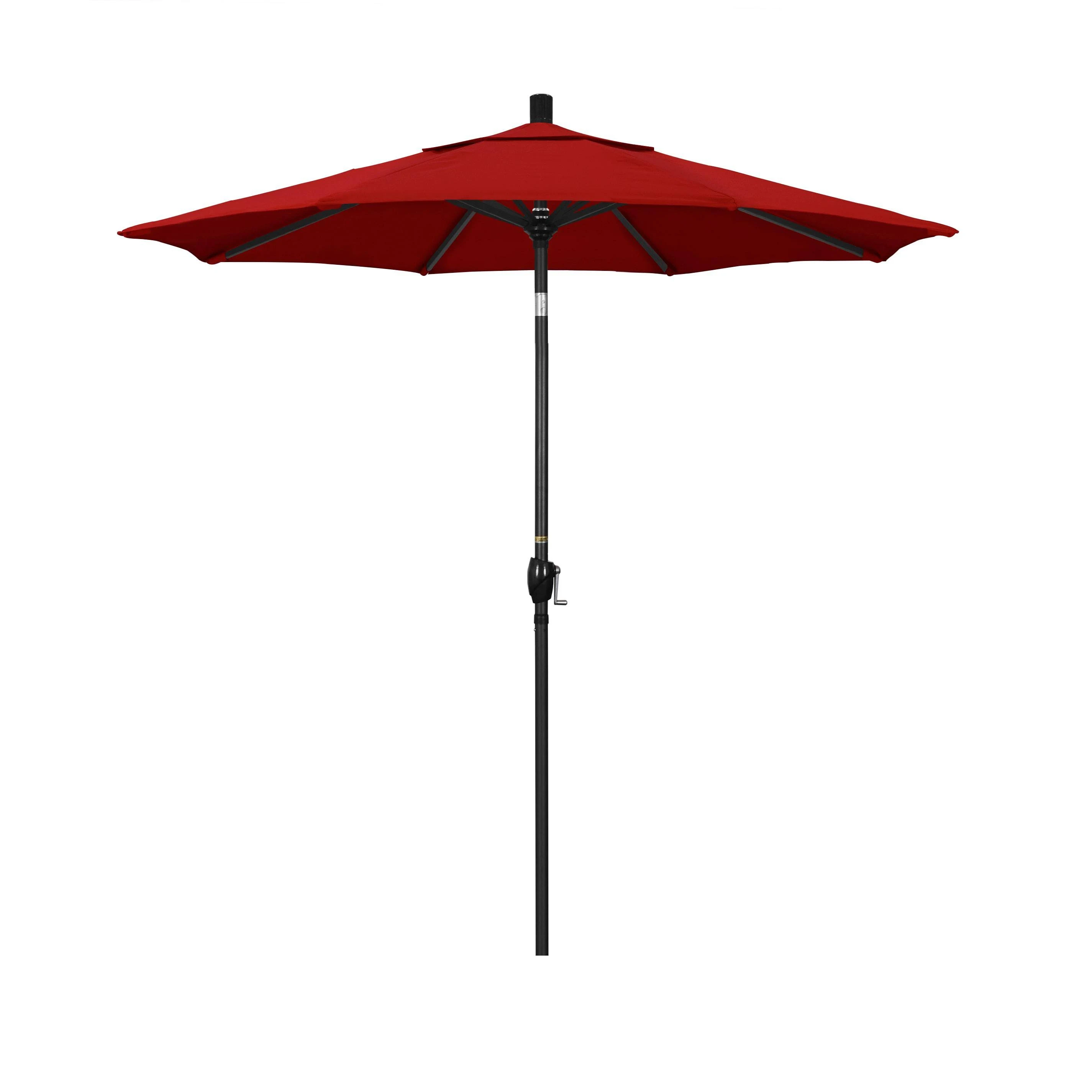 California Umbrella 7.5' Rd Pacific Trail Series Aluminum Patio Umbrella, Crank Lift, Push Button Tilt, Black Finish