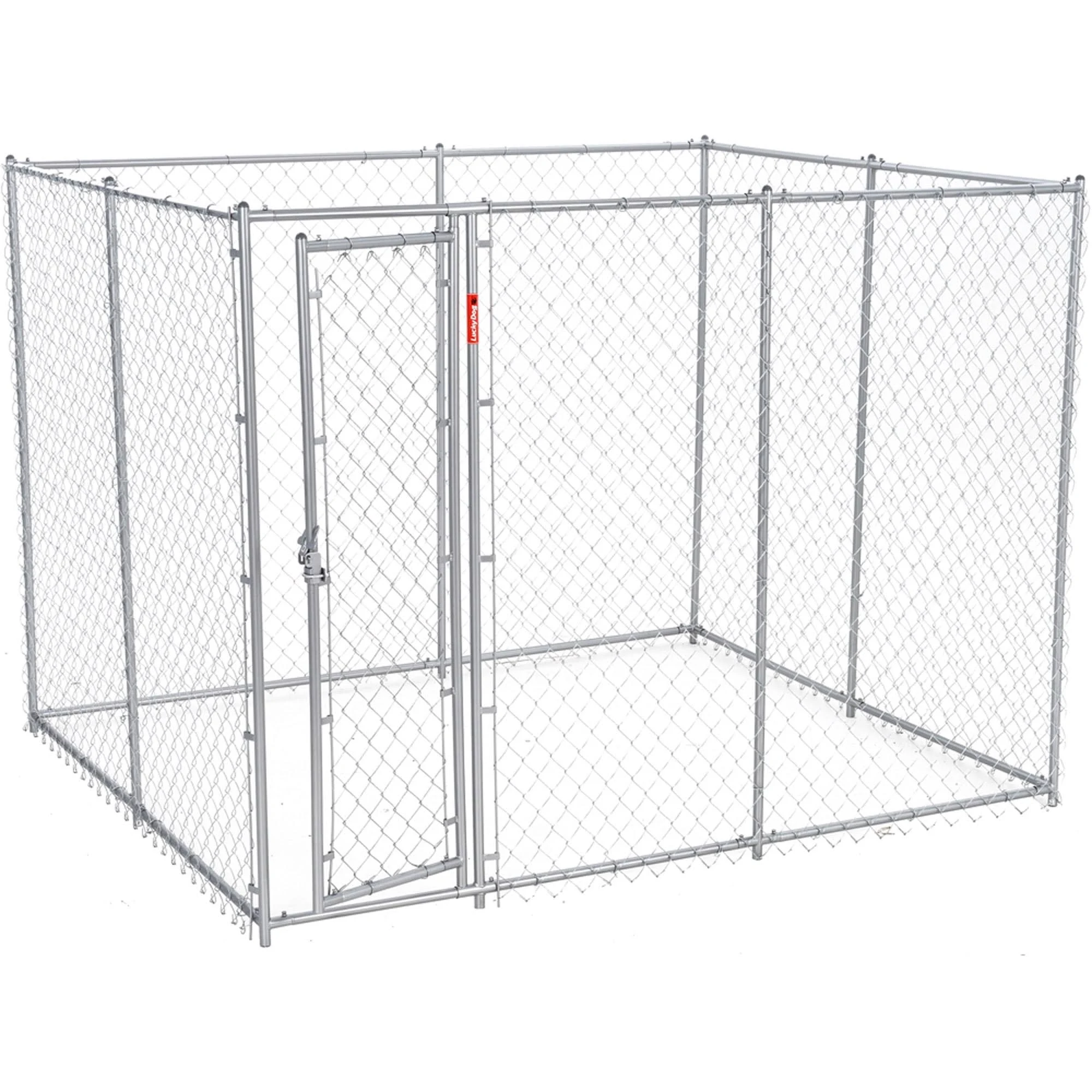 Lucky Dog 61528EZ Adjustable 10' x 5' x 6' Heavy Duty Outdoor Galvanized Steel Chain Link Dog Kennel Enclosure w/ Latching Door for Dogs Up to 125lbs