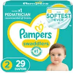 Pampers Swaddlers Diapers, Size 2 (12-18 lb), Jumbo Pack - 29 diapers