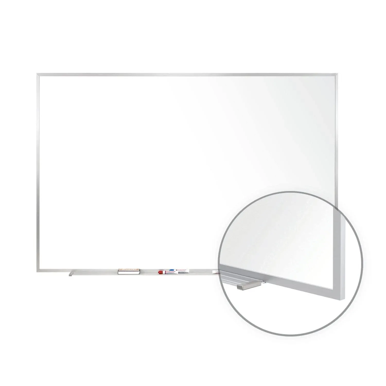 Non-Magnetic Whiteboard with Aluminum Frame, 96.63 x 48.47, White Surface, Satin Aluminum Frame