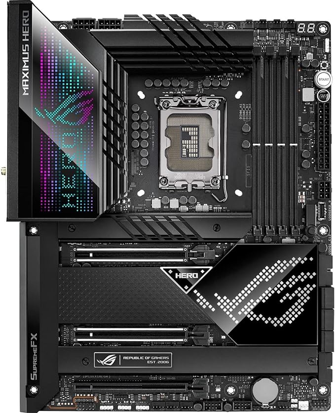 ASUS ROG Maximus Z690 Hero WiFi 6E LGA 1700(Intel 12th Gen) ATX Gaming Motherboard(PCIe 5.0,DDR5,20+1power Stages,2.5Gb LAN,2xThunderbolt 4,5xM.2,Front USB 3.2 Gen 2x2 Type-C,PCIe 5.0 Hyper M.2 Card)