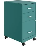 Space Solutions 3-Drawer Mobile Vertical File Cabinet, Letter size, Lockable, 26.7"H x 14.25"W x 18"D, Teal (24431)