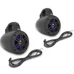 Pyle PLMRLEWB47BB 4&#034; Bluetooth Marine Wakeboard Tower LED Speakers (Pair)