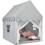 Costway Kids Play Tent Large Playhouse Children Play Castle Fairy Tent Gift w/ Mat Gray - Gray