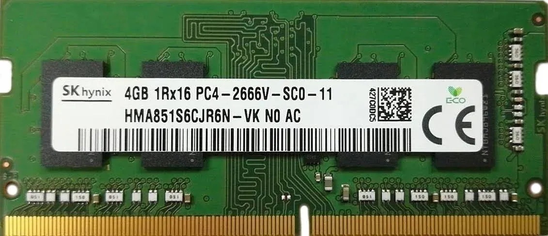 SK HYNIX HMA851S6CJR6N 4GB 1RX16 DDR4 SO-DIMM PC4-19200 2400MHZ Laptop Memory