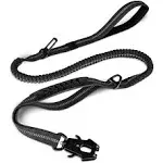 Joytale Tactical Dog Leash Heavy Duty,4-6FT Shock Absorbing Bungee Dog Leash with 2 Padded Handle,Metal Carabiner Clip,Car Seatbelt,Strong No Pull Dog Leash for Medium Large X-Large Dogs,Black