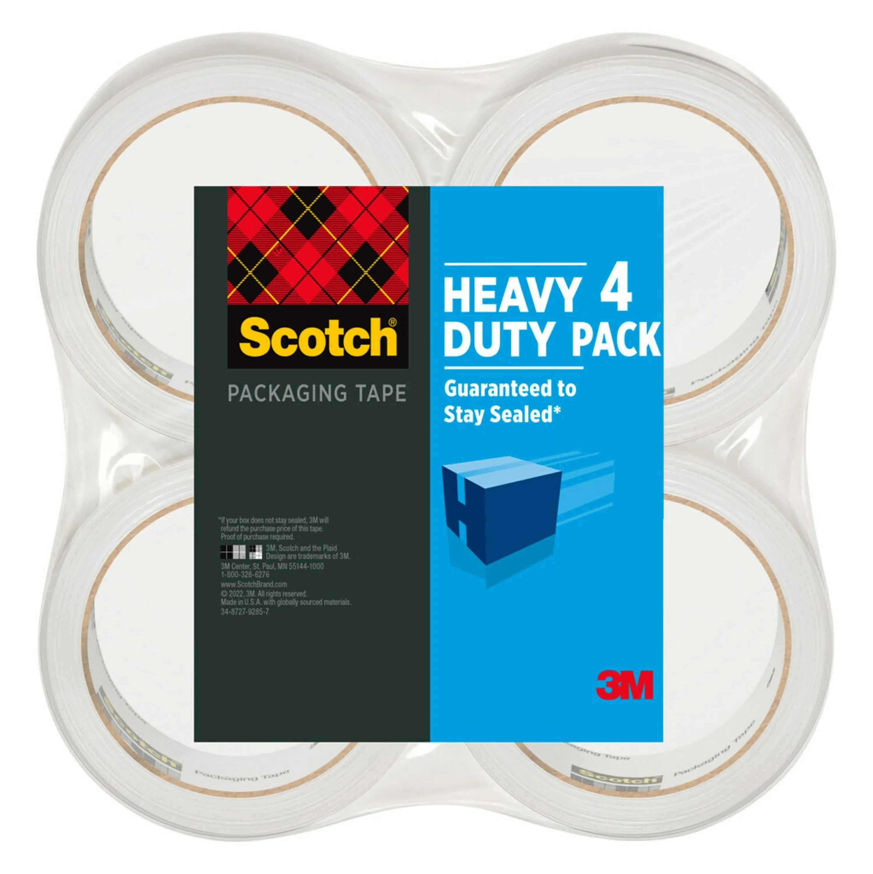 Scotch Heavy Duty Shipping Packaging Tape 3850-4-SRM, 1.88 in x 54.6 yd (48 mm x 50 M)