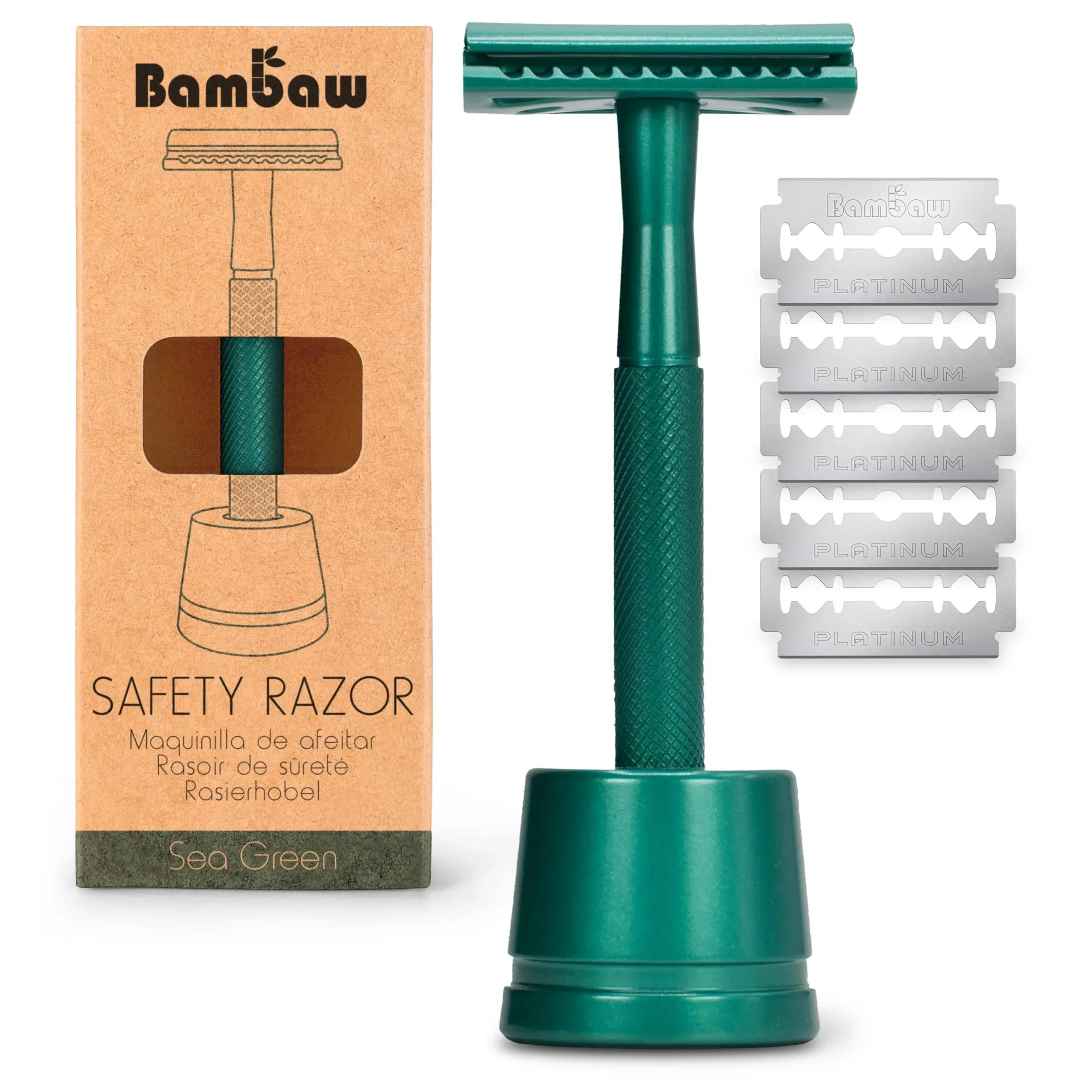 Black Safety Metal Razor for Men with Safety Razor Stand, Zero Waste Products