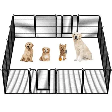 Yaheetech 16 Panels 40″ H Dog Playpen Outdoor Indoor, Black