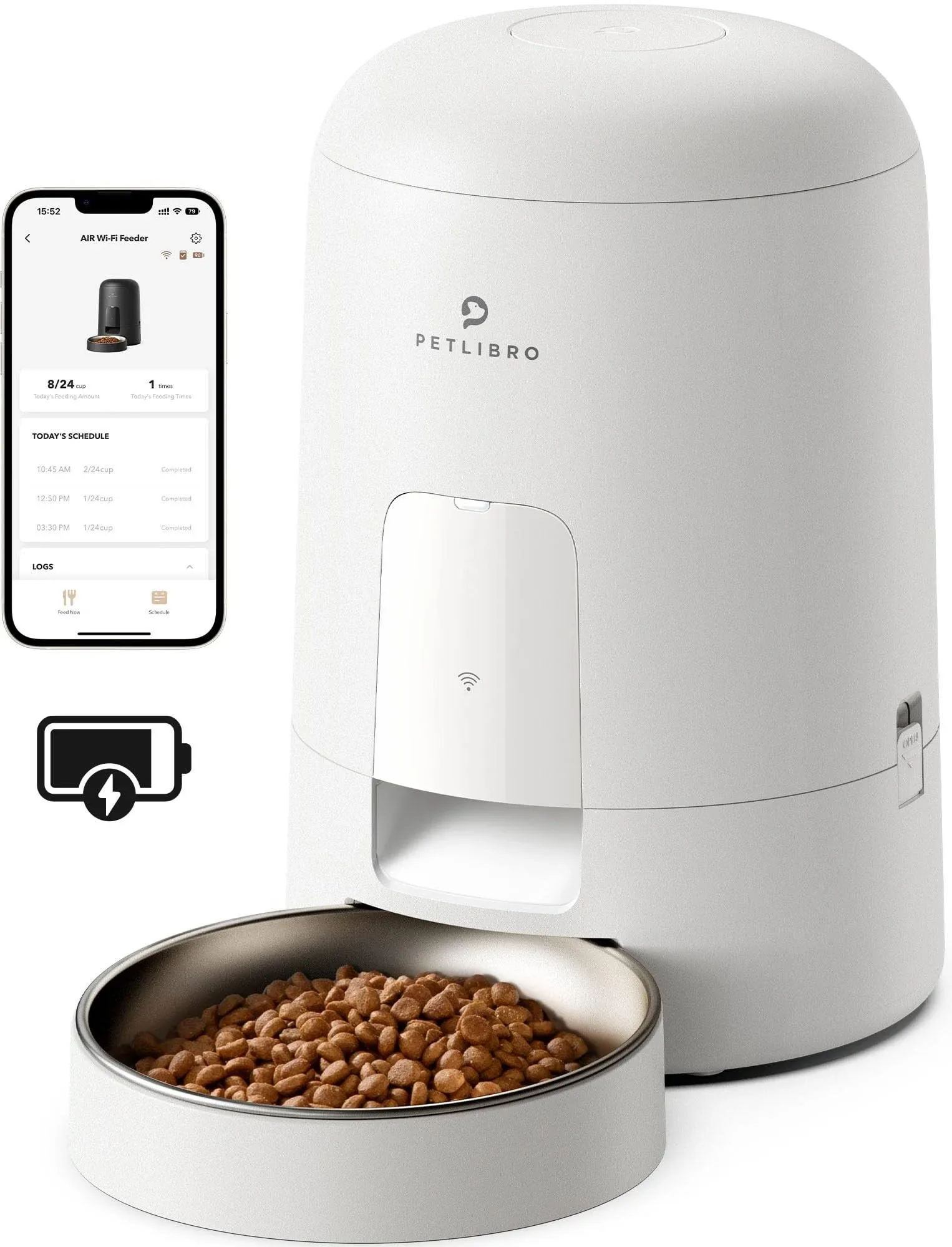 PETLIBRO Automatic Cat Feeder, Wi-Fi Rechargeable Cat Food Dispenser Battery-...