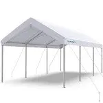 Quictent 10’x20’ Heavy Duty Carport Car Canopy Galvanized Car Boat Shelter with Reinforced Steel Cables-White