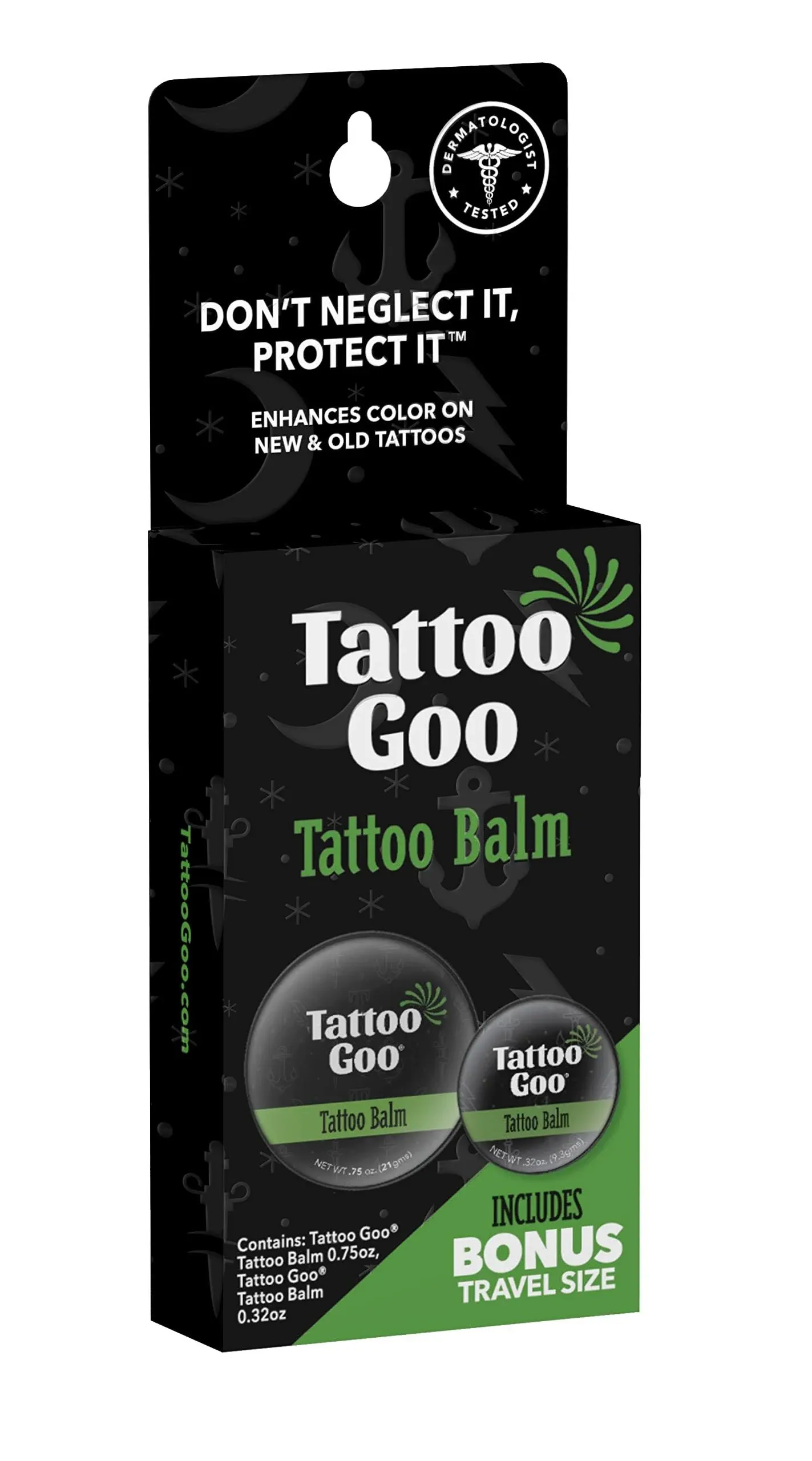 Tattoo Goo Tattoo Balm and Travel Size Balm Bundle, 3/4 oz & .33 oz Tin - Natural Tattoo Aftercare Balm with Beeswax and Cocoa Butter, Soothing Ointment, 2 Pack