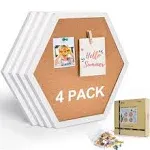 AkTop Cork Bulletin Board Hexagon 4 Pack