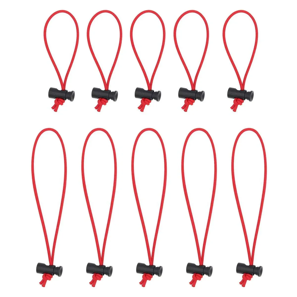 Foto&Tech Multipurpose Extra Thick Elastic Cable Tie and Organizer, Adjustable Cable Strap Toggle Tie, Reusable Tangle Tamer, Cable Management for Cord and Cable (5x 16CM+5x 25CM, Red)