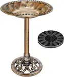 28&#039;&#039; Pedestal Garden Bird Bath &amp; Solar Powered Pond Fountain Combo Set 3 Colors