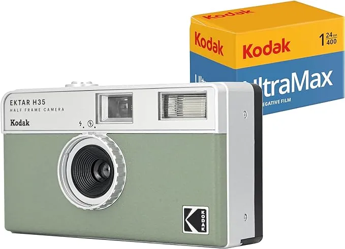 Kodak Ektar H35 Half Frame Film Camera Bundle with Kodak Ultramax400 24/exp Roll Film Sage