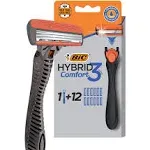 BIC Hybrid 3 Comfort Disposable Razor Men 12 Count